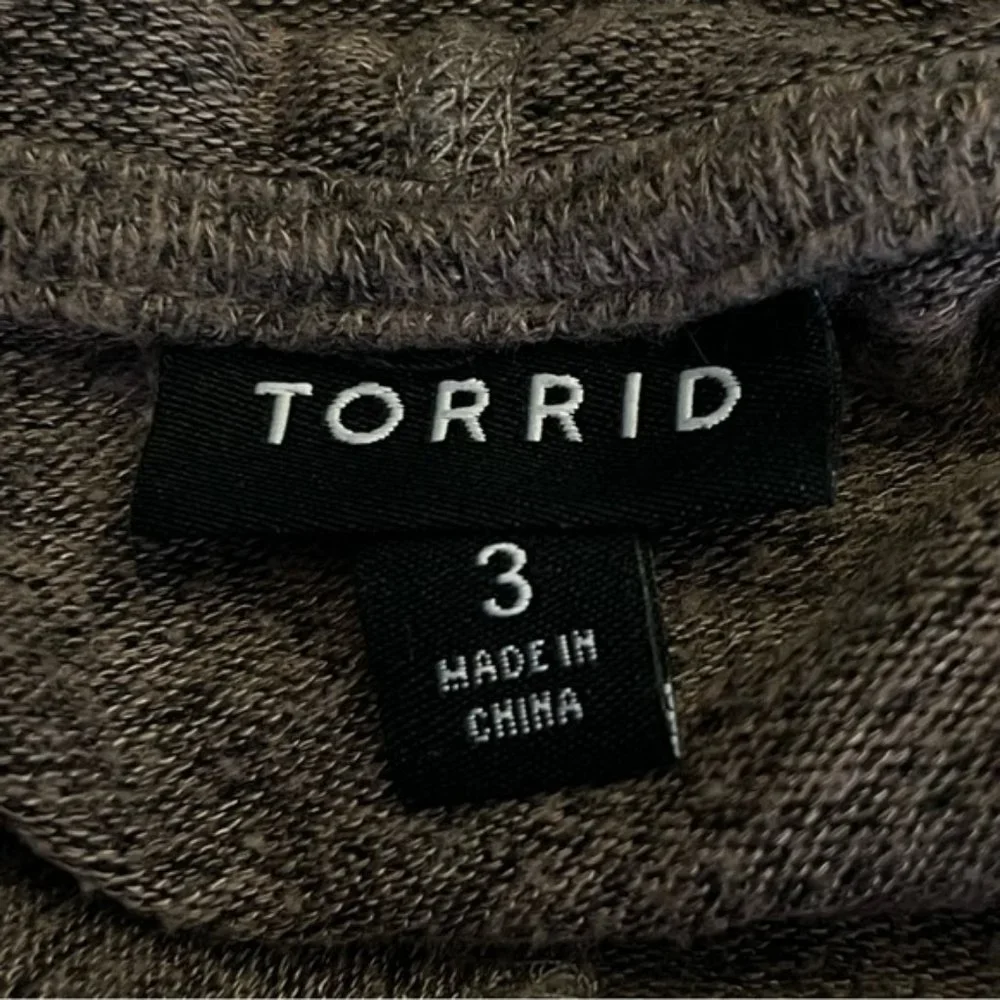 Torrid Size 3 Brown Hooded Oversized Pullover Knit Ling Sleeved Hoody - Picture 11 of 13